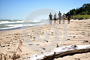 Walking on the Shoreline of Lake Michigan - Indiana Dunes State Park