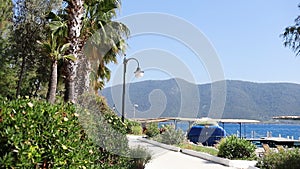 Walking with steadycam steadicam Beautiful view of the beaches