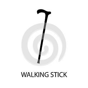 Walking stick black sign icon. Vector illustration eps 10