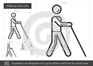 Walking stick line icon.