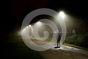 Walking on Street in Deep Night