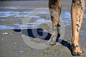 Walking on tidal mudflats