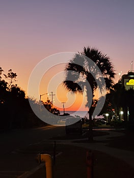 Walking to the beach at sunrise