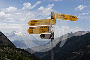 Way Marker Signs, Simplon Pass, Switzerland
