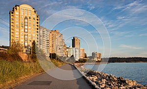 Walking Trail in a modern city on the West Coast of Pacific Ocean.