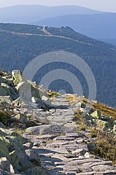 Walking trail to Szrenica, Karkonosze,Panoramic view of the Giant Mountains