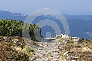 Walking trail to Szrenica, Karkonosze,Panoramic view of the Giant Mountains