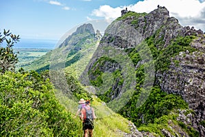 Walking in Trois Mamelles mountains in central Mauritius photo
