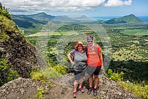 Walking in Trois Mamelles mountains in central Mauritius photo