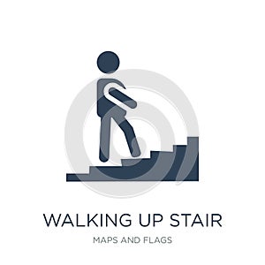 walking up stair icon in trendy design style. walking up stair icon isolated on white background. walking up stair vector icon