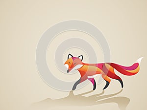 Walking vibrant fox