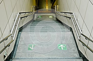 Walking way up and down to the underground train station in Tokyo Japan