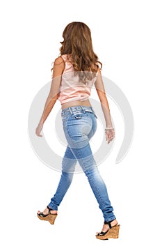 Walking Woman Side Rear View