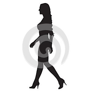 Walking woman in two-piece swimsuits
