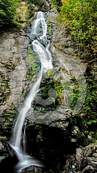 Walking through a wonderful mountain forest, I discovered a gorgeous waterfall falling from a considerable height of 20 m