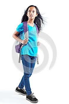 Walking young asian girl