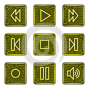 Walkman buttons web icons, electronics card series