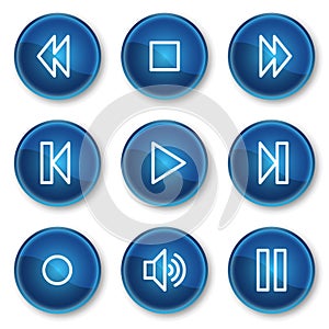 Walkman web icons, blue circle buttons