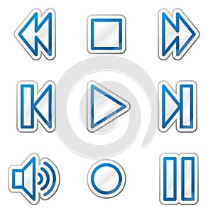 Walkman web icons, blue contour sticker series