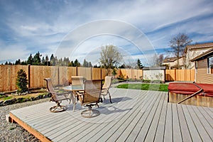 Walkout deck with patio area and jacuzzi