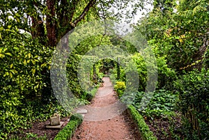 A walkpath in Crathes Castle gardens, Scotland