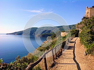 Walkpath in Porto Azzurro, Italy photo