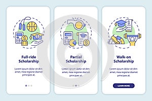 Walkthrough athletic scholarship with linear icons concept