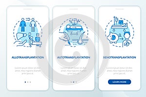 Walkthrough cell therapy strategies with blue icons