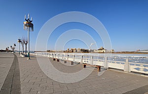 Walkway along the riverfront in Ulanhot