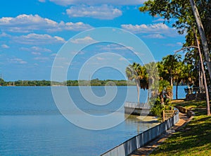 The walkway along Tampa Bay at Philippe Park in Safety Harbor, Florida.