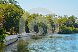 The walkway along Tampa Bay at Philippe Park in Safety Harbor, Florida. photo