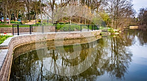 Walkway along Wilde Lake, in Columbia, Maryland. photo