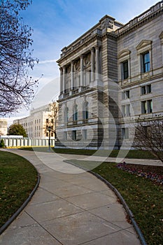 Walkway and the back of the Library of Congress in Washington, D