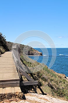Walkway on the Bouddi Coastal Walk, New South Wales Australia. A pathway on the clifftops