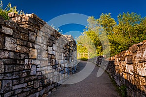 Walkway through brick walls at Antietam National Battlefield