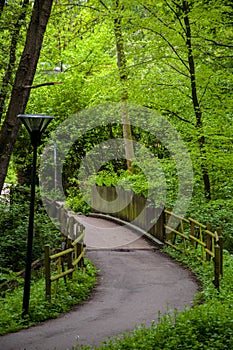 The walkway bridge in the natural park Aqua magica near Bad oeynhausen city photo