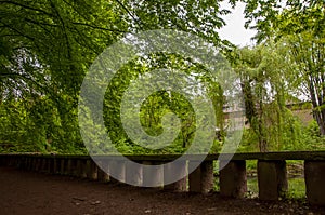 The walkway bridge in the natural park Aqua magica near Bad oeynhausen in Germany.