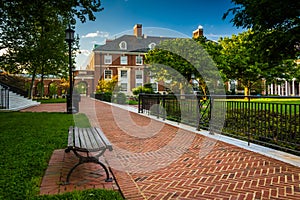 Walkway and buildings at John Hopkins University in Baltimore, M