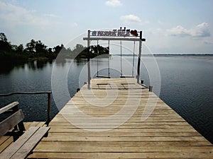 Walkway built into the river