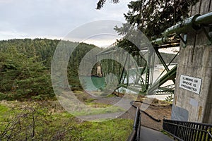 walkway by deception pass under the bridge