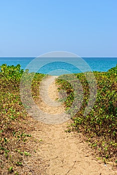 The walkway go to the beautiful beach in summer , Phuket island