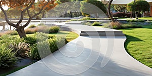 Walkway and landscape in garden at outdoor.