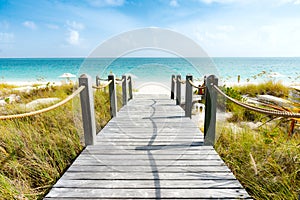 Walkway leading to Caribbean beach