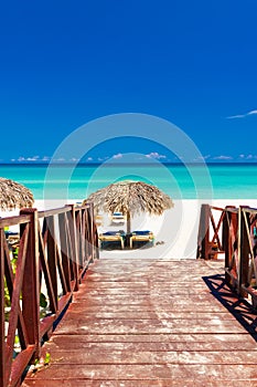 Walkway leading to a tropical beach in Cuba photo