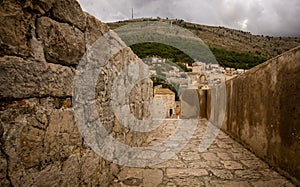 Walkway in the medieval town of Dubrovnik
