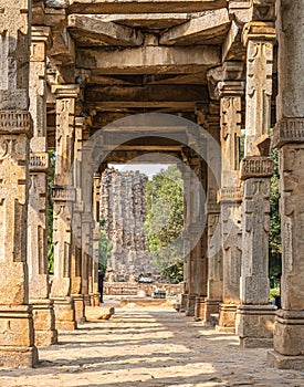 A walkway in the old Indian kutub minar complex