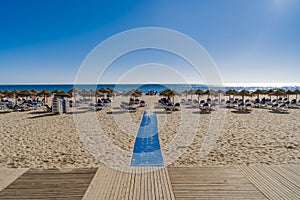 Walkway over the sand of the beach