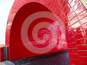 Walkway red tunnel in San Antonio, Texas, USA