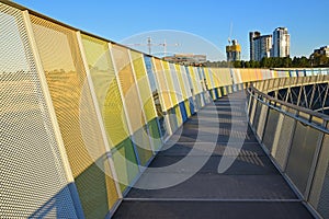Walkway with safety enclosure of Brickpit Ring Walk at Sydney Olympic Park