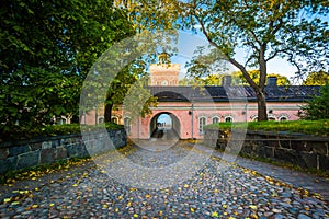 Walkway and the Suomenlinnan Brewery, on Suomenlinna, in Helsink